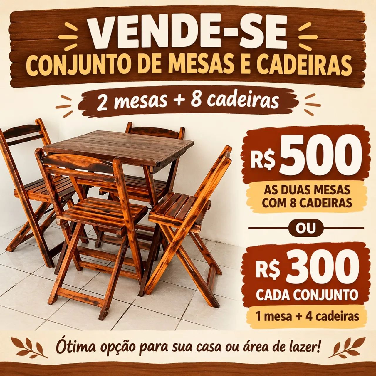 VENDE-SE CONJUNTO DE MESAS E CADEIRAS!