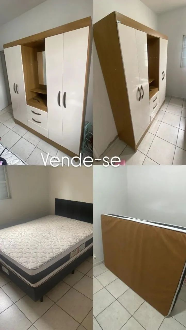 Cama de casal e guarda-roupas 
