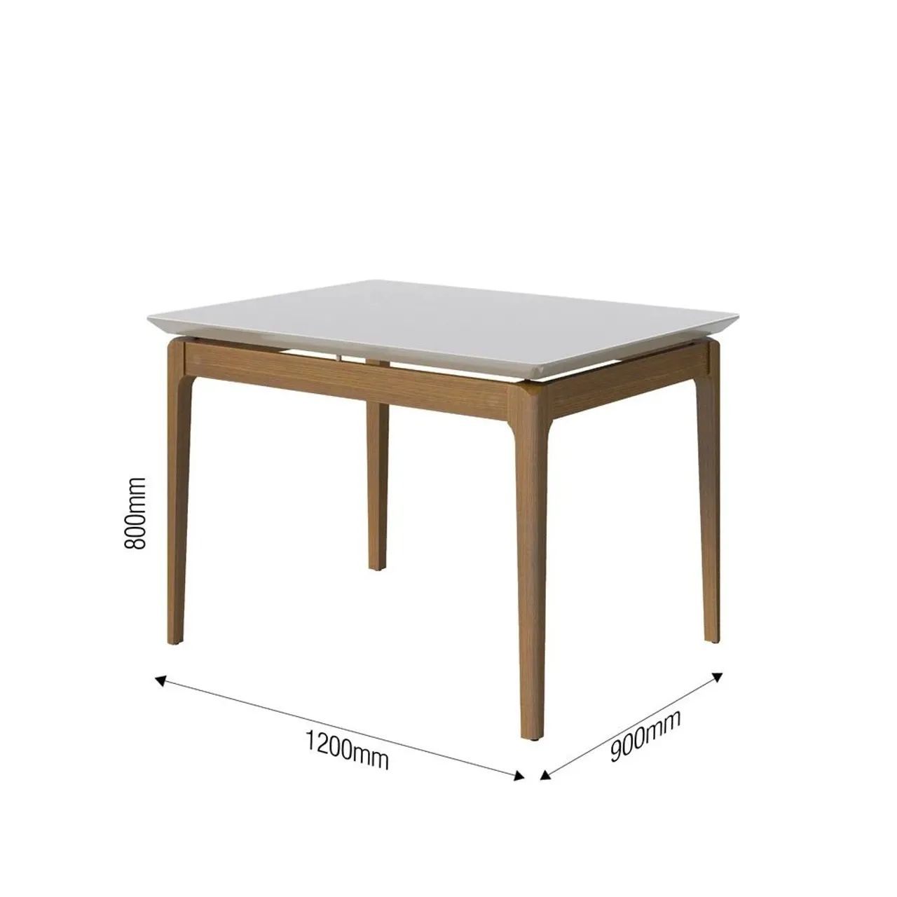 Mesa Imcal Wind 1.2 C/ Vidro Retangular Off White / Cinamomo - Foto 3