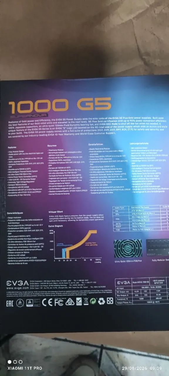 FONTE ATX EVGA 1000 W PLUS GOLD - Foto 3