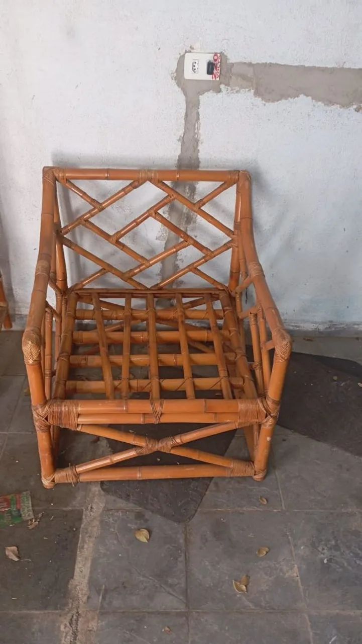 Cadeira poltrona sofá vime bamboo - Foto 4