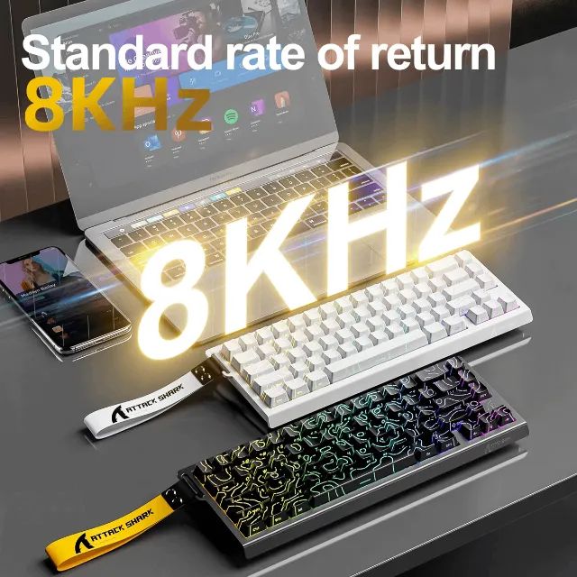 Teclado Mecânico Attack Shark x68he magnético 8000hz preto (Novo