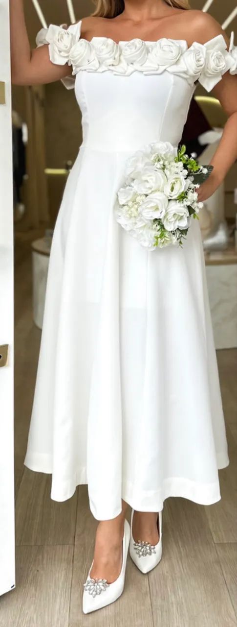 Vestido de noiva midi off white - Foto 3