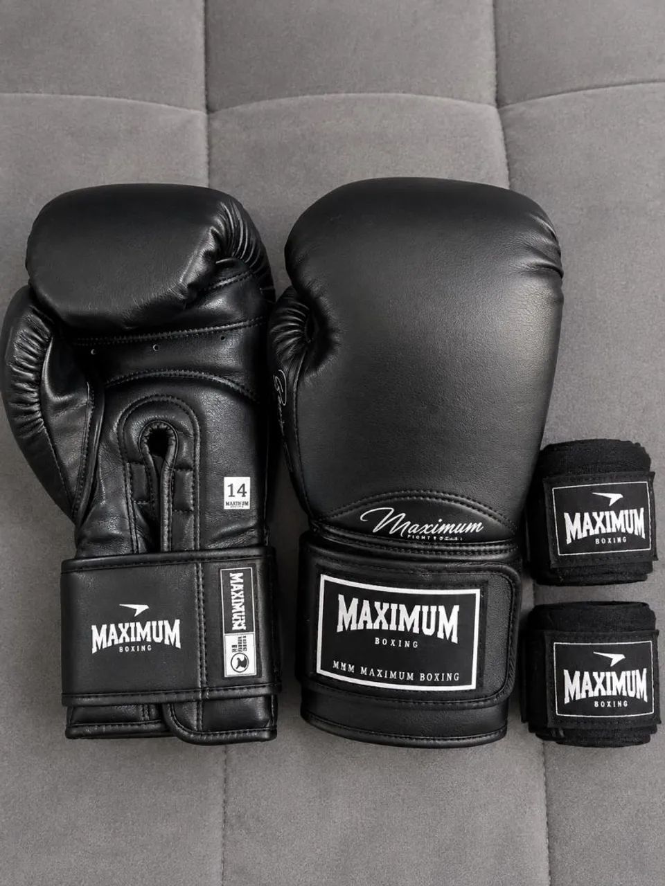 ? Luvas de Boxe Maximum 14oz + Bandagem - Seminovas