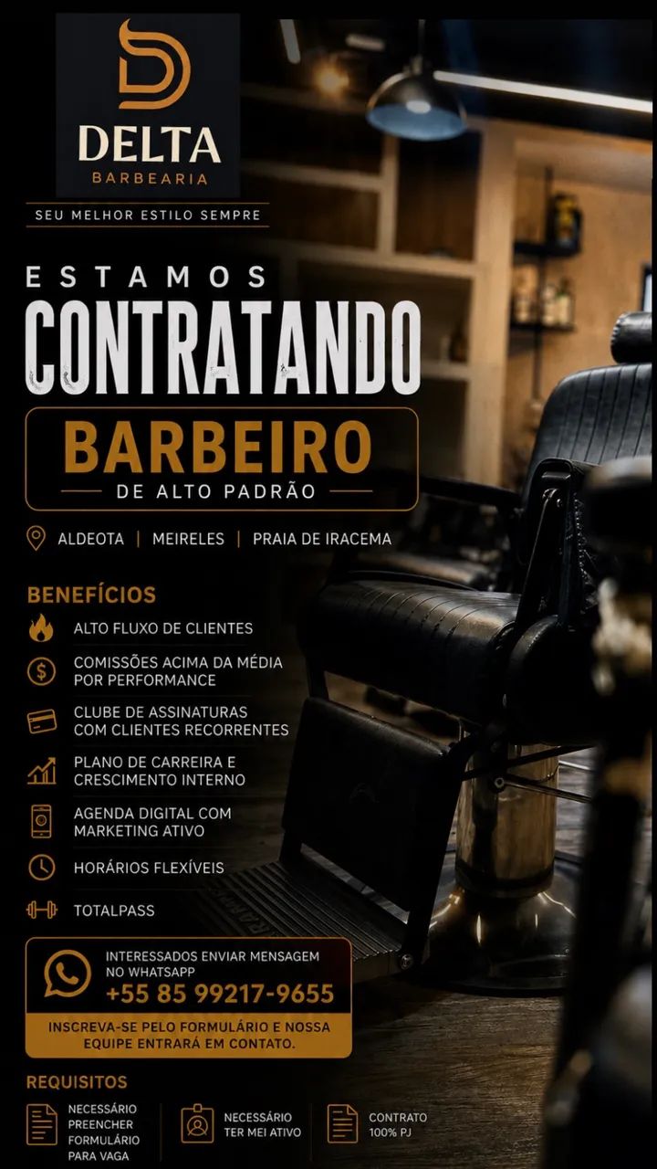 VAGA PARA BARBEIRO - DELTA BARBEARIA