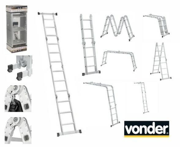 Escada articulada em alumínio 3 x 4 - Vonder - Foto 2