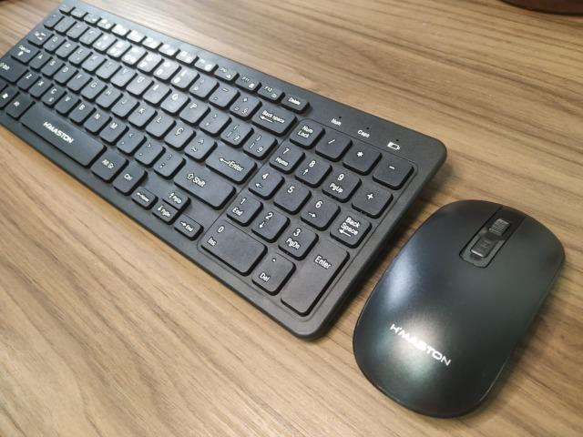 (NOVO) Kit Teclado E Mouse Sem Fio Ultra Slim 2.4g Preto + Película - Foto 3