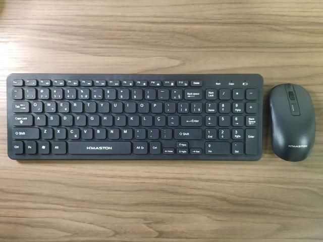 (NOVO) Kit Teclado E Mouse Sem Fio Ultra Slim 2.4g Preto + Película - Foto 4