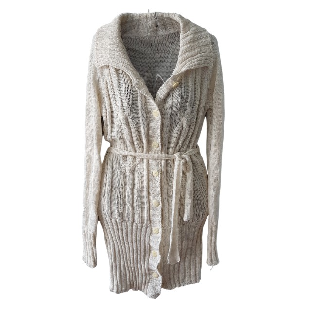 cardigan kimono alongado em tricot off white