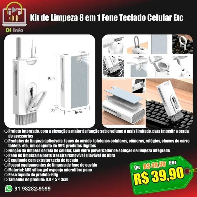 Kit de Limpeza 8 em 1 Fone Teclado Celular Etc