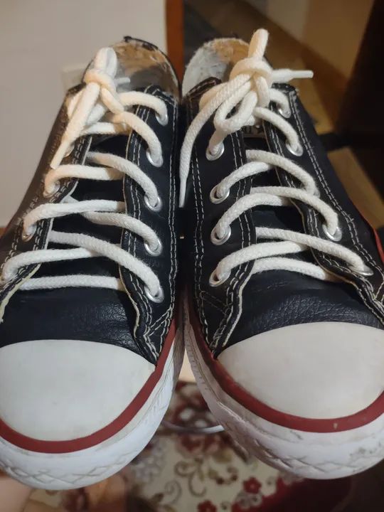 Tênis All Star Preto Couro 31