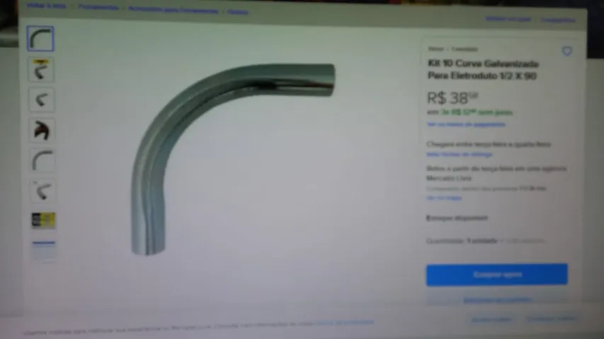 Kit 10 Curva Galvanizada Para Eletroduto 1/2 X 90 - NOVO NA EMBALAGEM