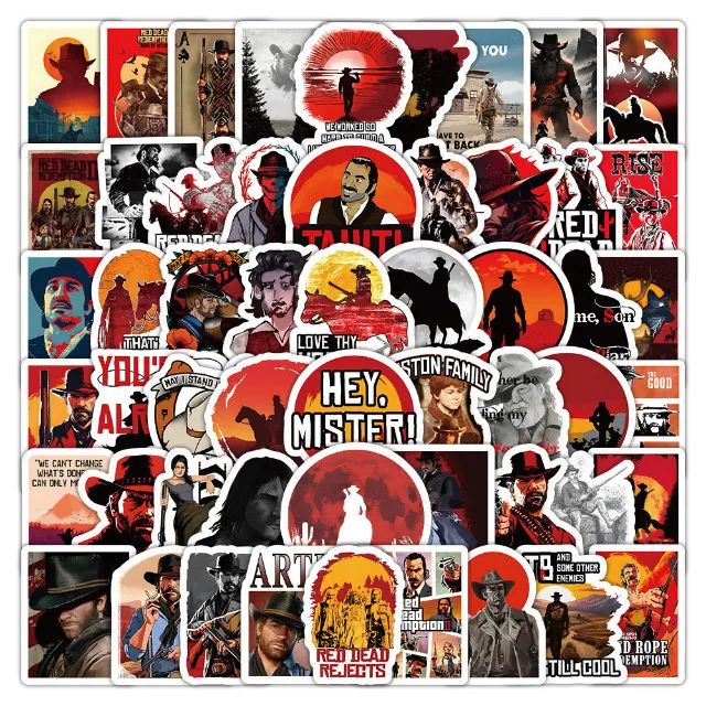 Kit 100 Adesivos de Red Dead Redemption 2 - Autocolantes Pcs Peças Unidades RDR 2