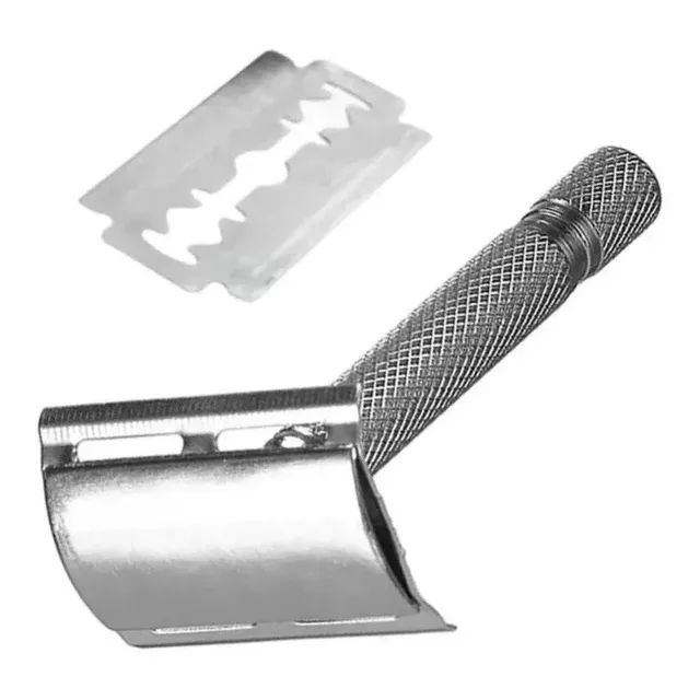 Barbeador navalha metal Cabeça Flexível E Lâmina Cabo Desmontável barba e cabelo - Foto 2