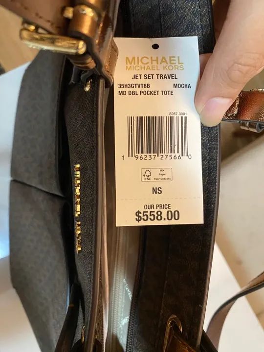 NOVA - Bolsa Michael Kors Tote Jet Set Media Double Pocket cor: Mocha - Foto 4