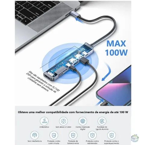Adaptador Hub Usb Tipo C 7 Em 1 Hdmi notebooks celulares e tablets - Foto 4