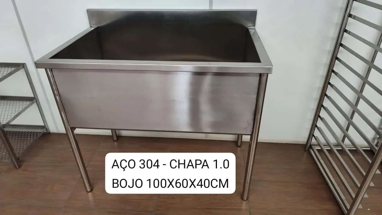   Tanque  Aço Inox Industrial, 100x50x90cm, bancadas inox em promoção a pronta entrega  - Foto 3