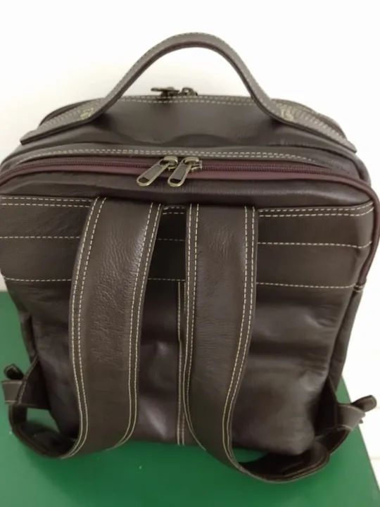 Mochila de couro marrom - Foto 4