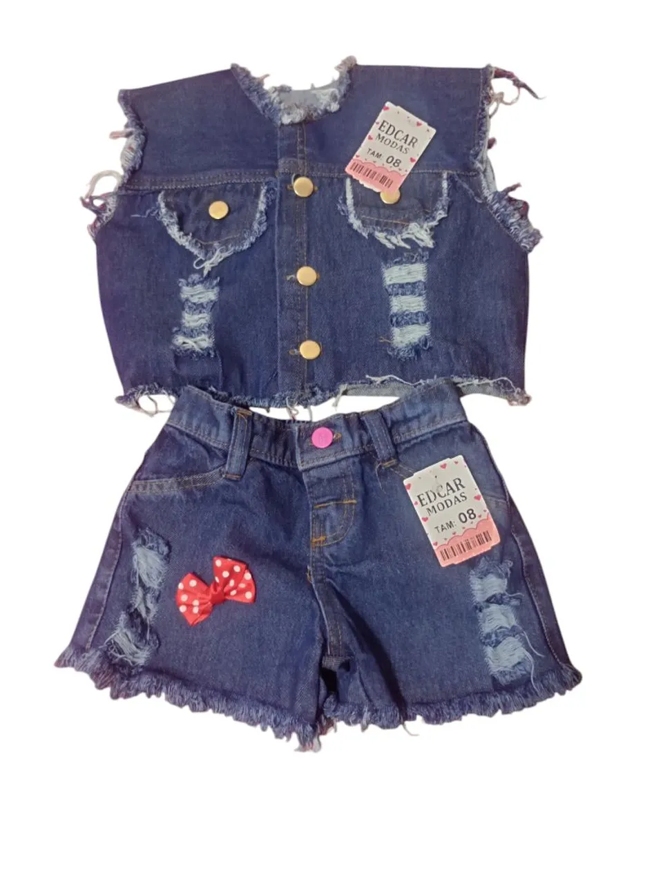 Conjunto Jeans Bebê Menina - Short e Colete