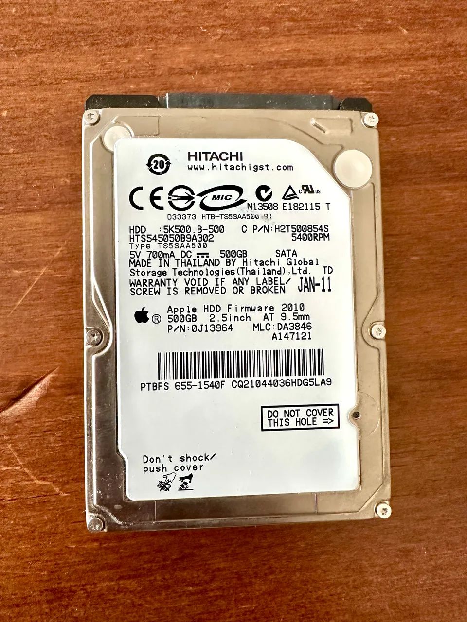 HD 2.5 Pol. Apple, Hitachi 500GB - SATA - 5400RPM