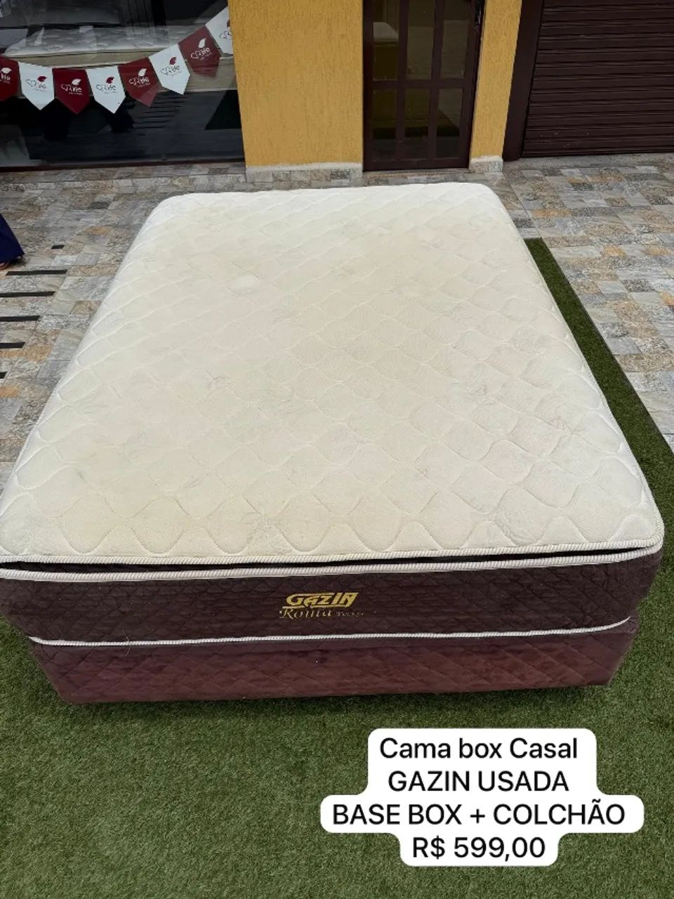 Cama box CASAL GAZIN USADA BASE + COLCHÃO - Entrego!  - Foto 3