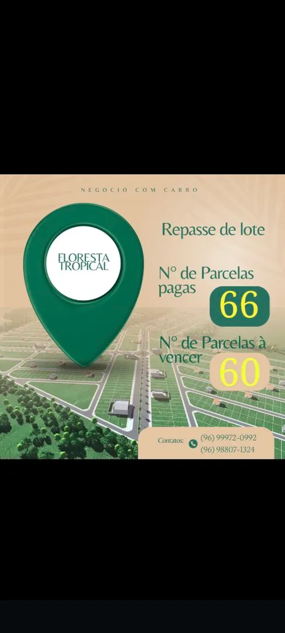 Repasse de terreno Loteamento Floresta Tropical Negócio com carro