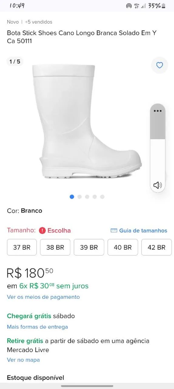 Bota sticky shoes cano longo branca.  - Foto 3