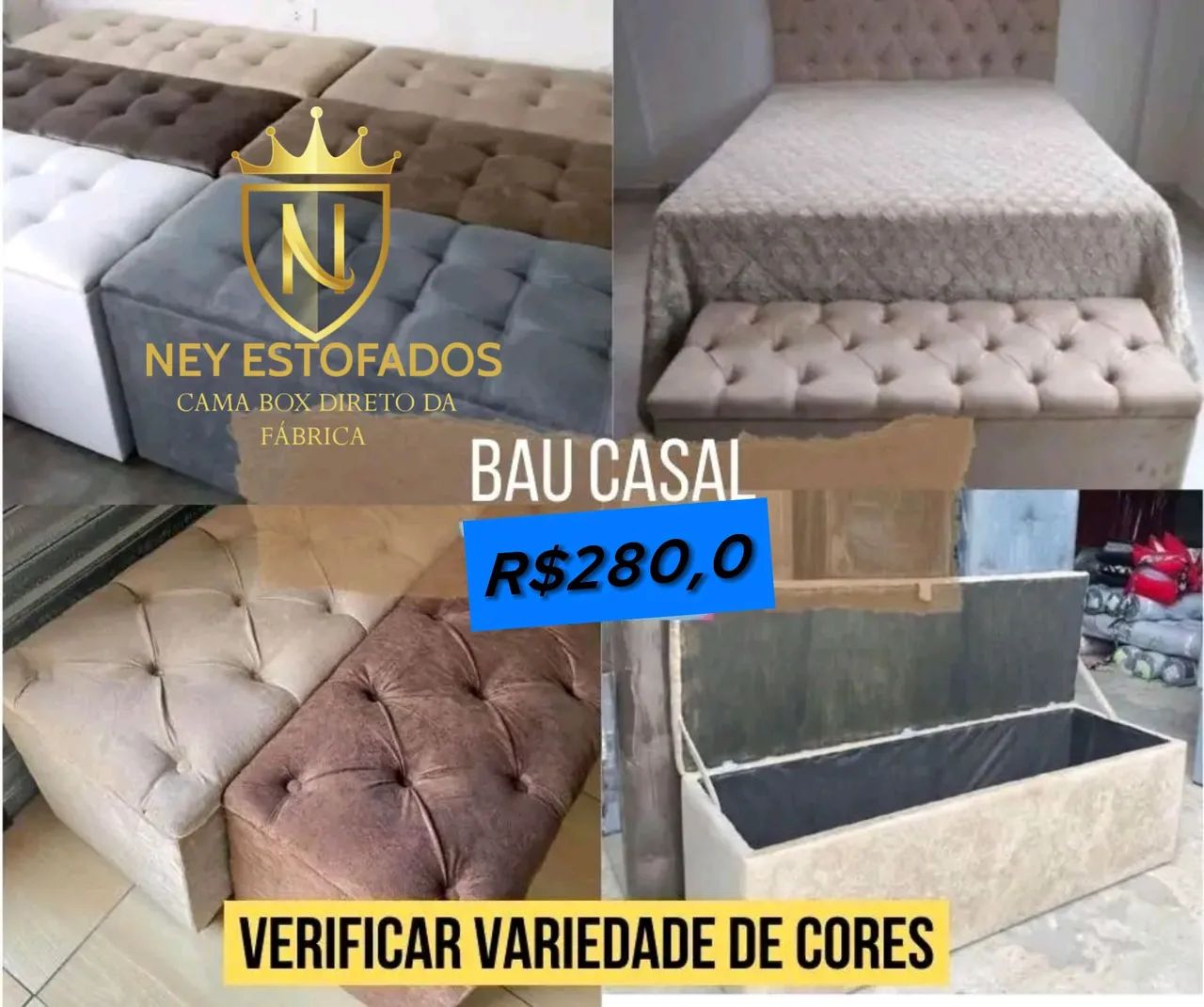 Cama Boxe  Cabeceira com Baú - Ney Estofados