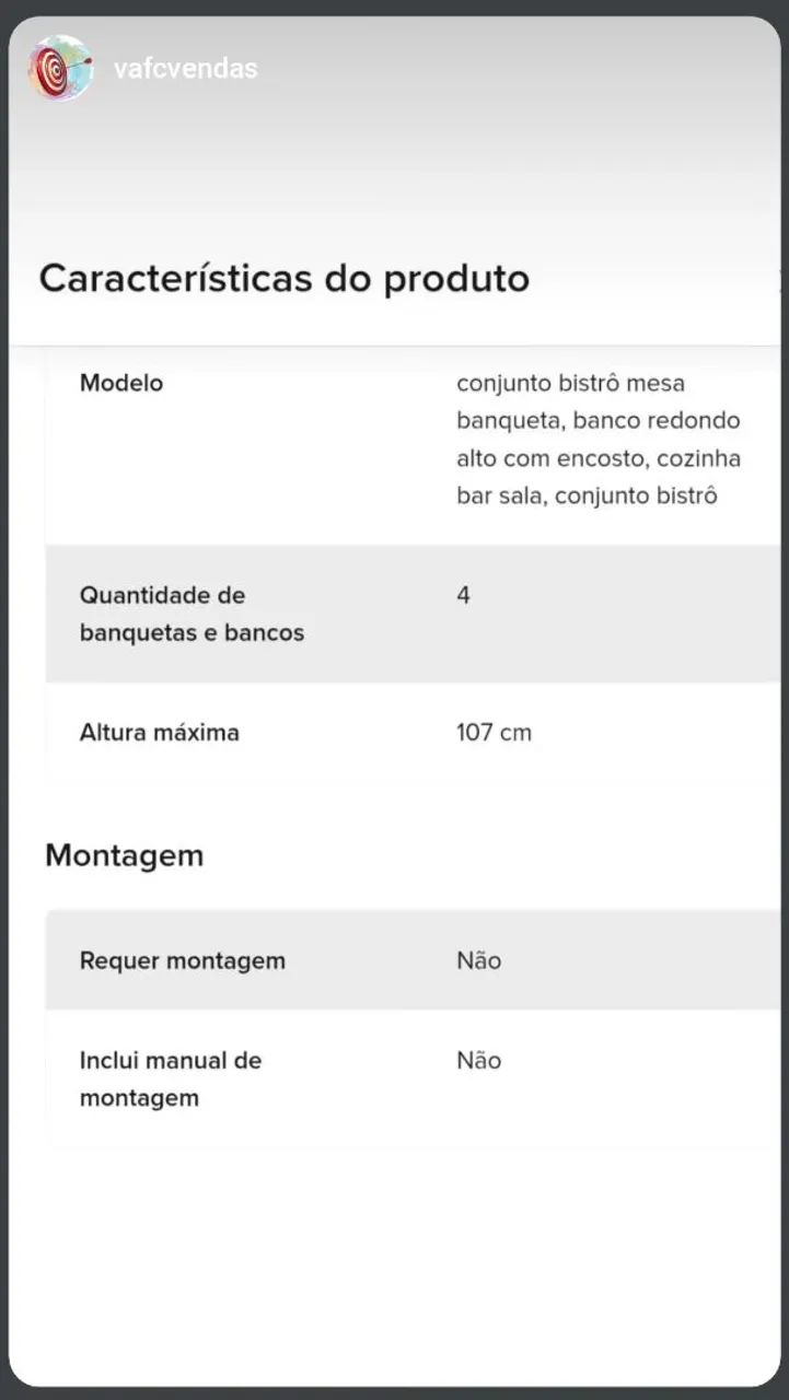 Conjunto BISTRÔ( o valor corresponde a cada conjunto de 1 mesa com 4 banquetas) - Foto 4