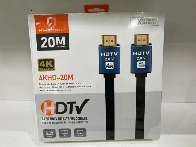 Cabo Hdmi 20 Metros 4k Hdtv 2.0 Alta Velocidade Hmaston Loja Coimbra Computadores Entrega