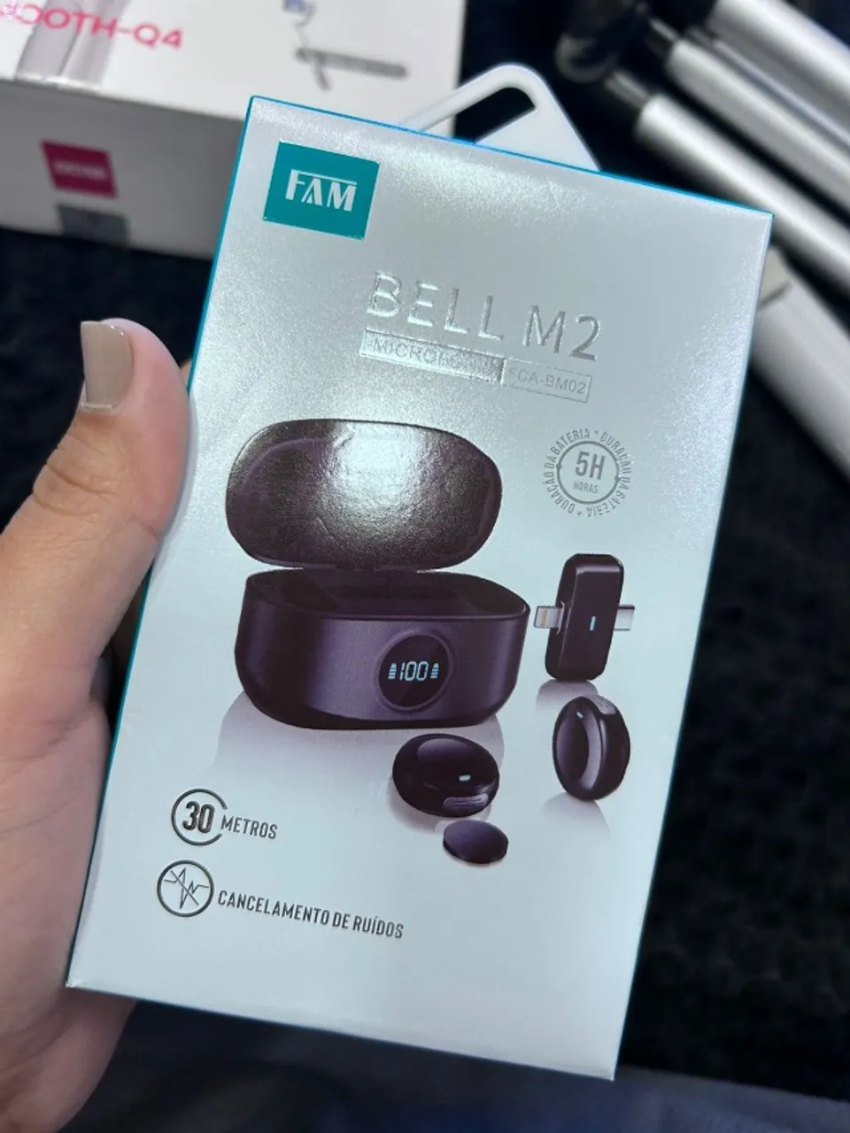 Microfone Lapela Duplo Sem Fio Bell M2 Para Iphone Android Preto