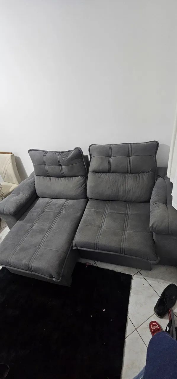 Sofá retratil/reclinável modelo Verona 2,00m sued velut Cinza-king House