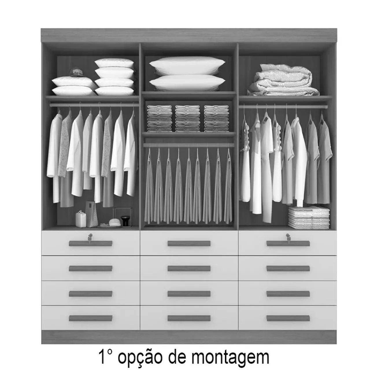 Guarda-Roupa Casal Mônaco 6 Portas 12 Gavetas Branco rf21 - Foto 2