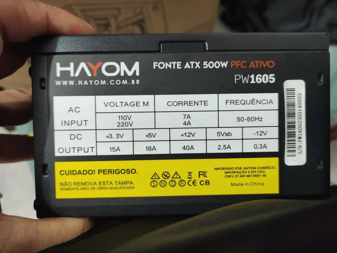 Fonte gamer 500w hayom