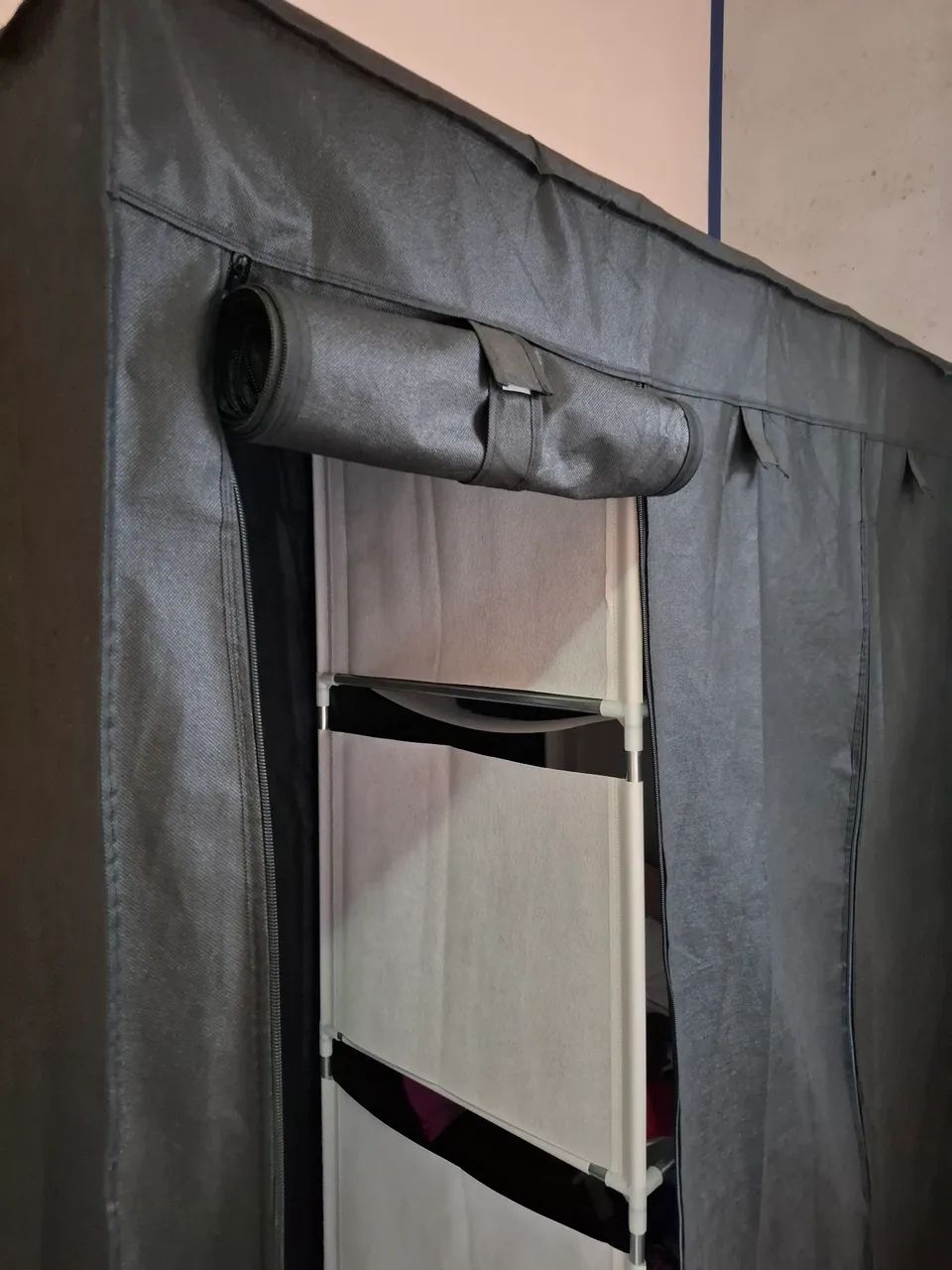 Armário de Roupa Desmontável Preto - Foto 3