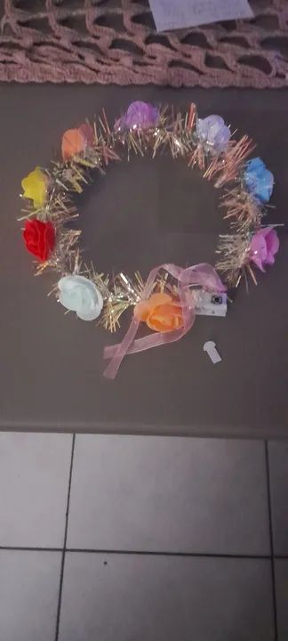 Coroa de flores com led p/ cabelo