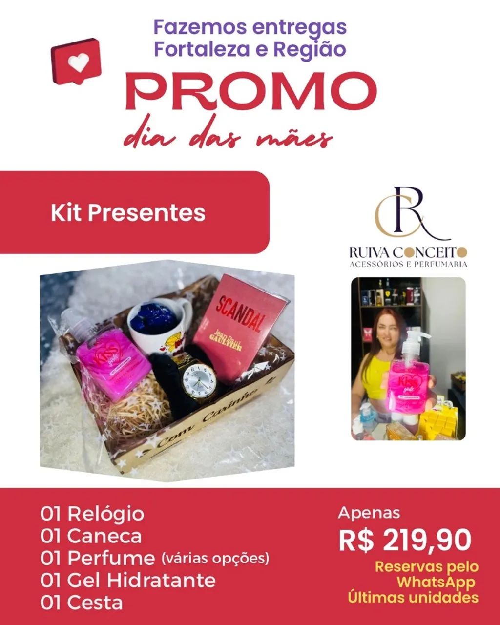 Kit Presente Dia das Mães - 02 Perfumes + Rimel + Sabonete + Gel Hidratante - Foto 4