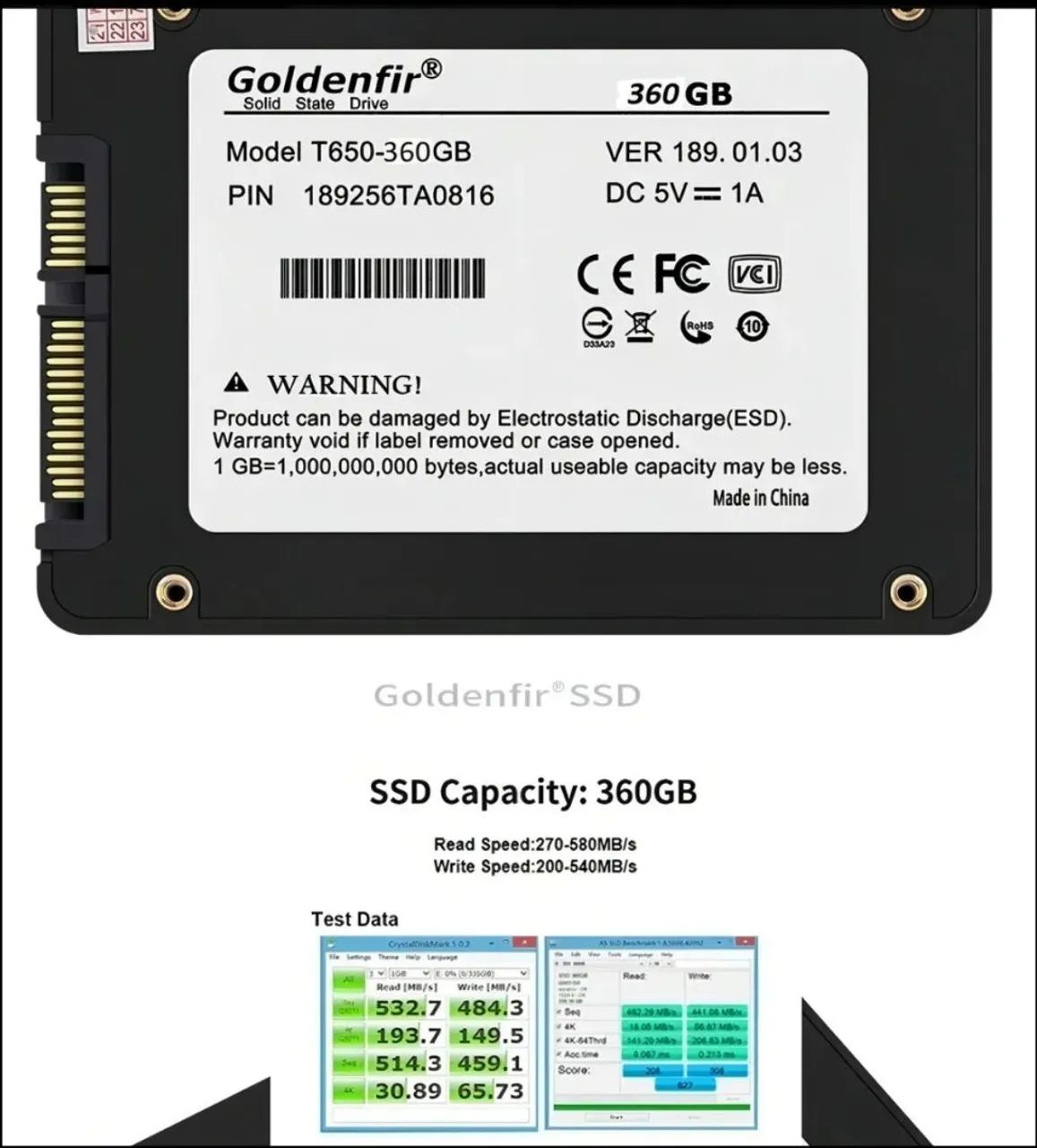SSD Sata goldenfir 360GB lacrado - 1 mês de garantia!! - Foto 2