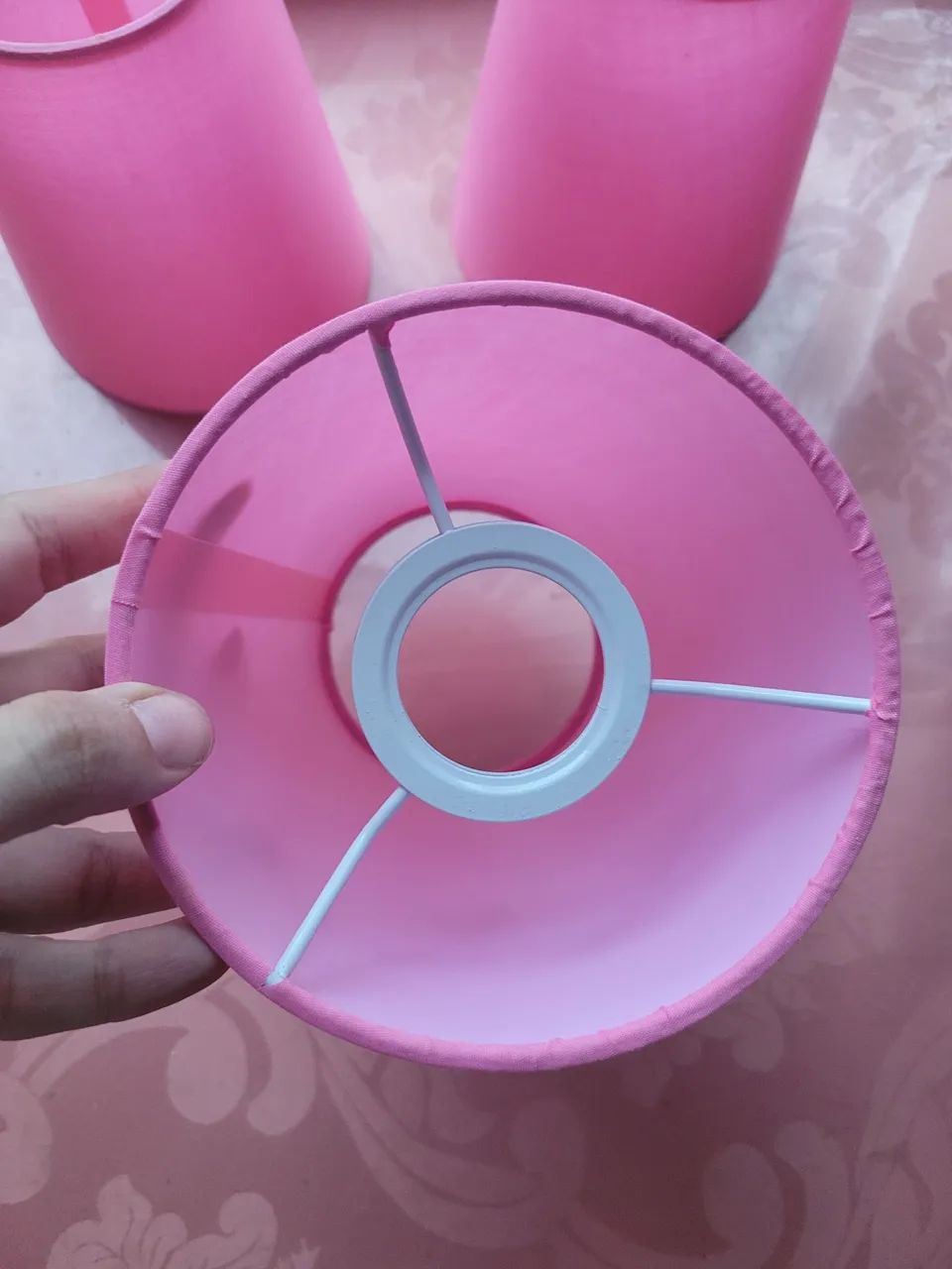 Trio de cúpulas rosa p/ lustres ou abajures - Foto 5