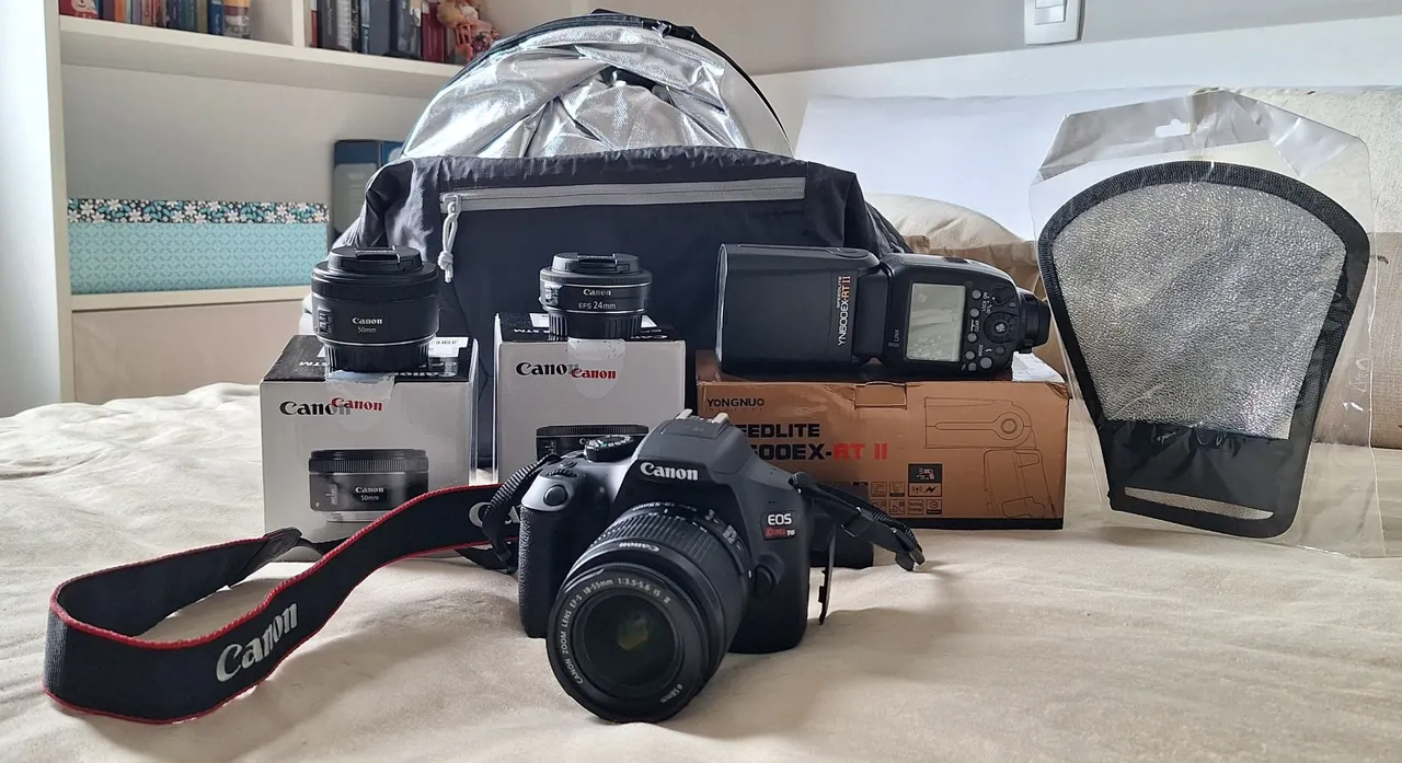 Kit Canon EOS Rebel T6 com Lentes e Acessórios