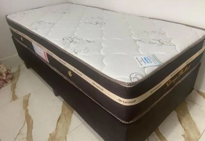 Cama solteiro box e colchão 
