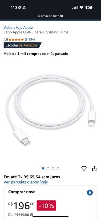 Cabo de USB-C para Lightning 1m Apple Original - Foto 3