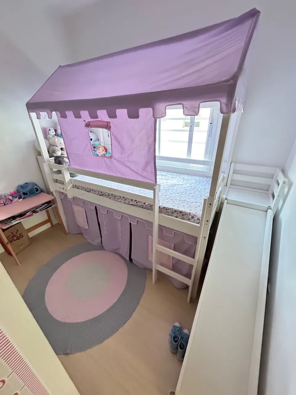 Cama Infantil Alta Castelo Escorregador 