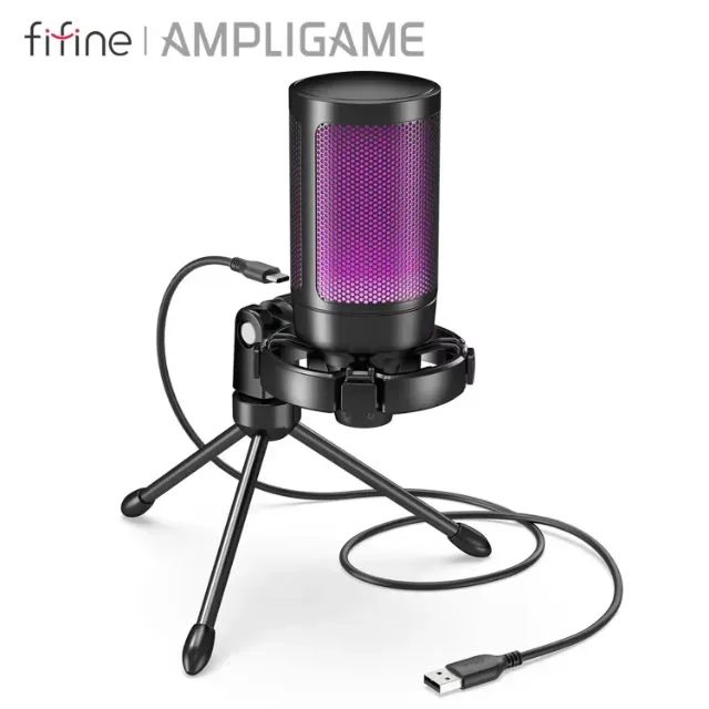 Microfone Gamer Condensador Fifine A2, USB, RGB (NOVOS) - Foto 4