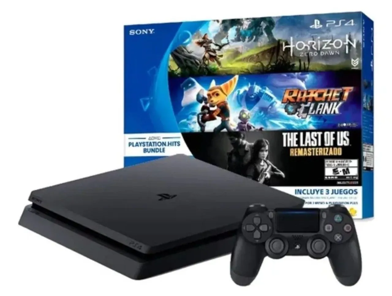 PlayStation 4 + Jogos Horizon, Ratchet & Clank e The Last of Us
