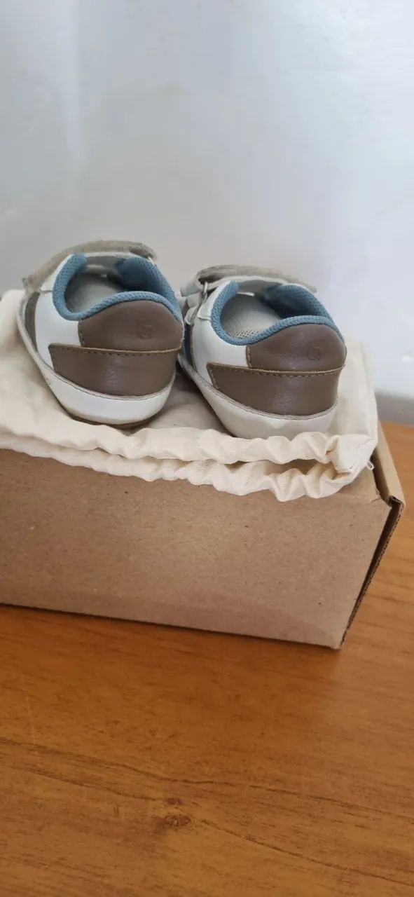 Tênis Bebê Babhoo - Branco com Azul - Tamanho 18 - Foto 5