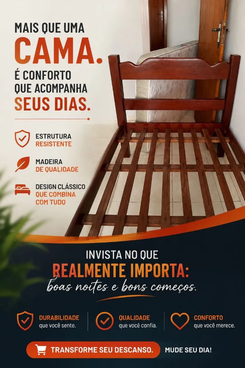 Cama de solteiro com colchão Castor D33