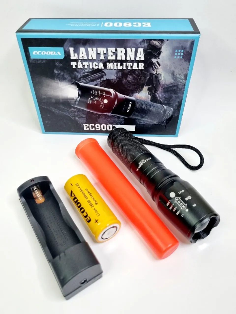 Lanterna Led Com Foco Zoom Recarregável de Aluminio Resistente a Chuva - Pronta Entrega - Foto 4