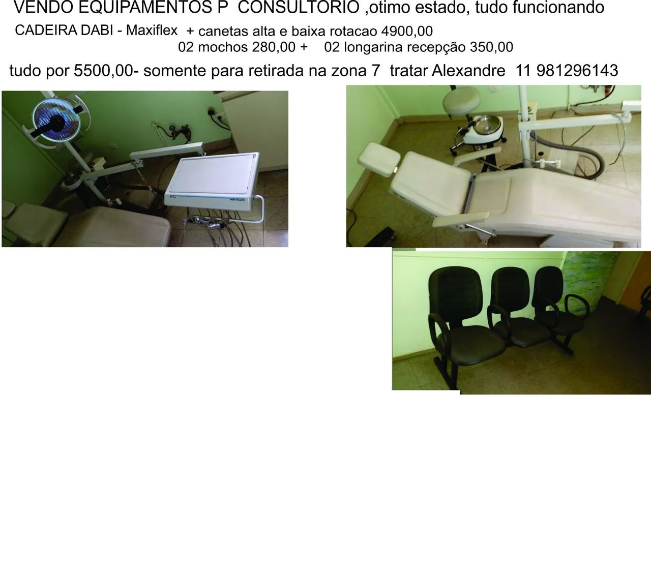 Cadeira odontológica completa com equipo