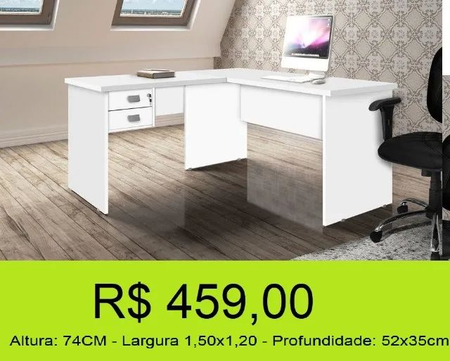 Escrivaninha em L - Parcelamos sem juros